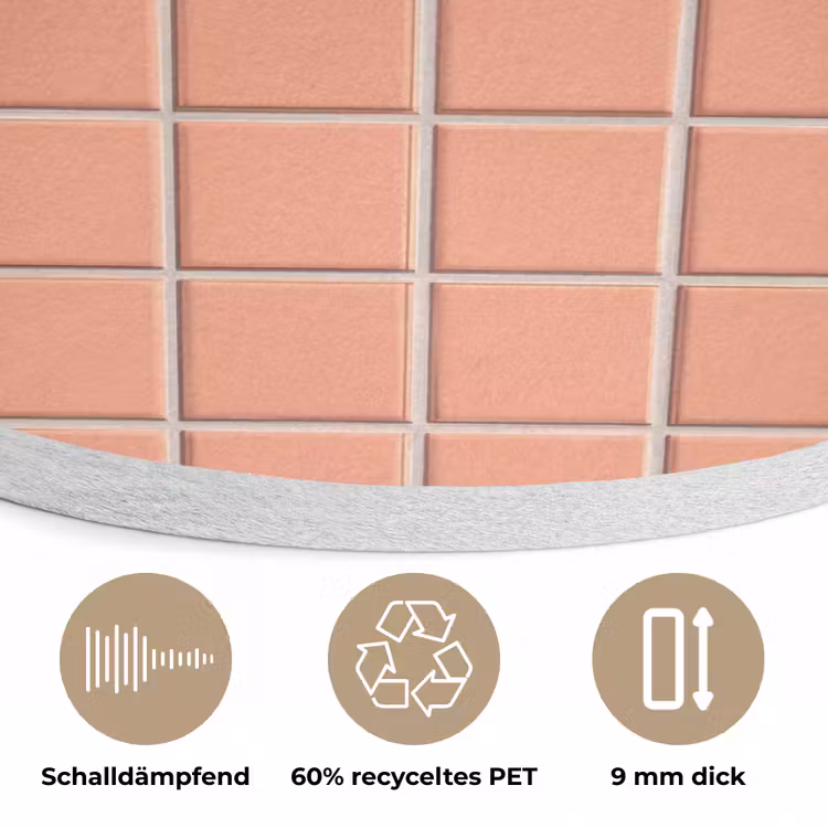 Patroon - Tegels - Perzik Akoestische PET Vilt - Rond klein 838 -closeup_DE