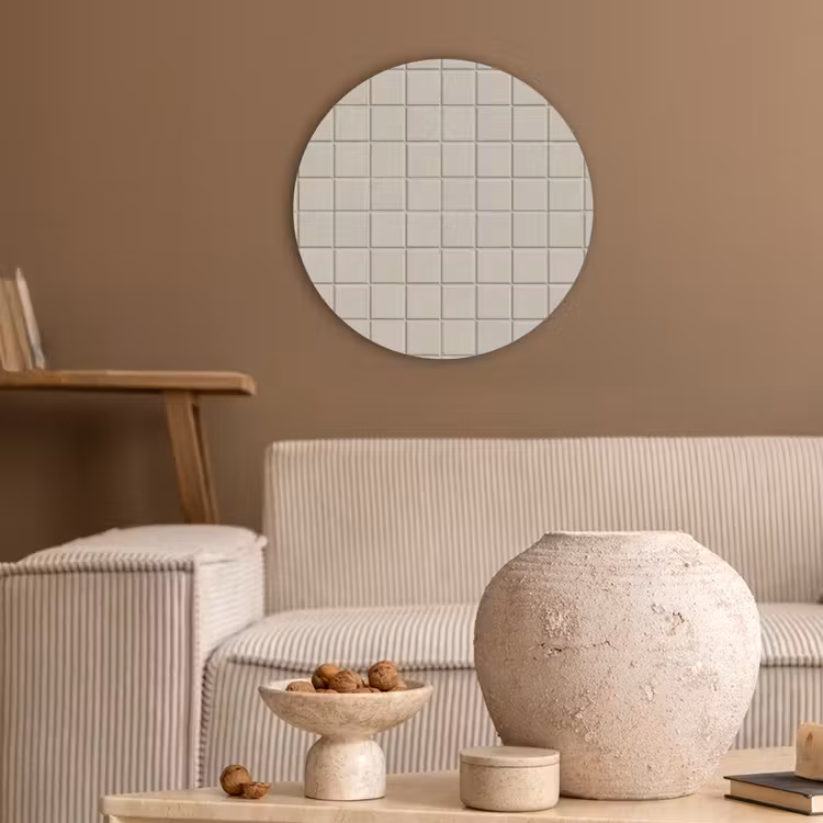 Patroon - Tegels - Taupe Akoestische PET Vilt - Rond klein 838 -sfeer1