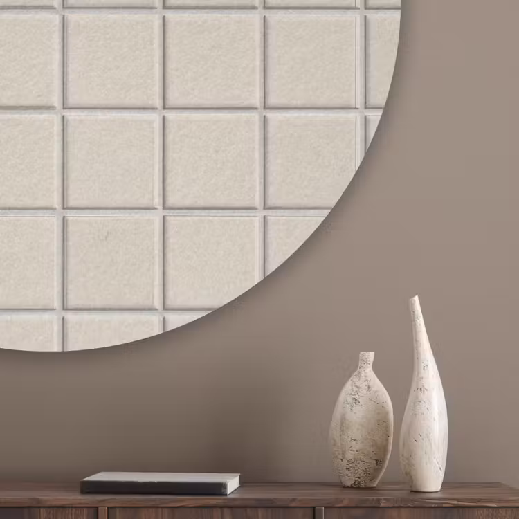 Patroon - Tegels - Taupe Akoestische PET Vilt - Rond klein 838 -sfeer5_closeup