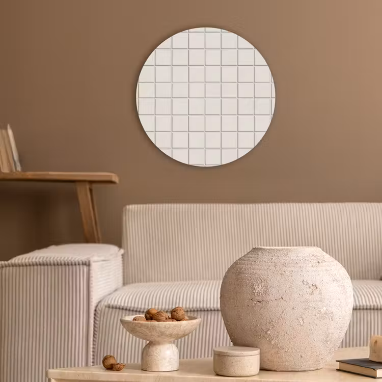 Patroon - Tegels - Wit Akoestische PET Vilt - Rond klein 838 -sfeer1