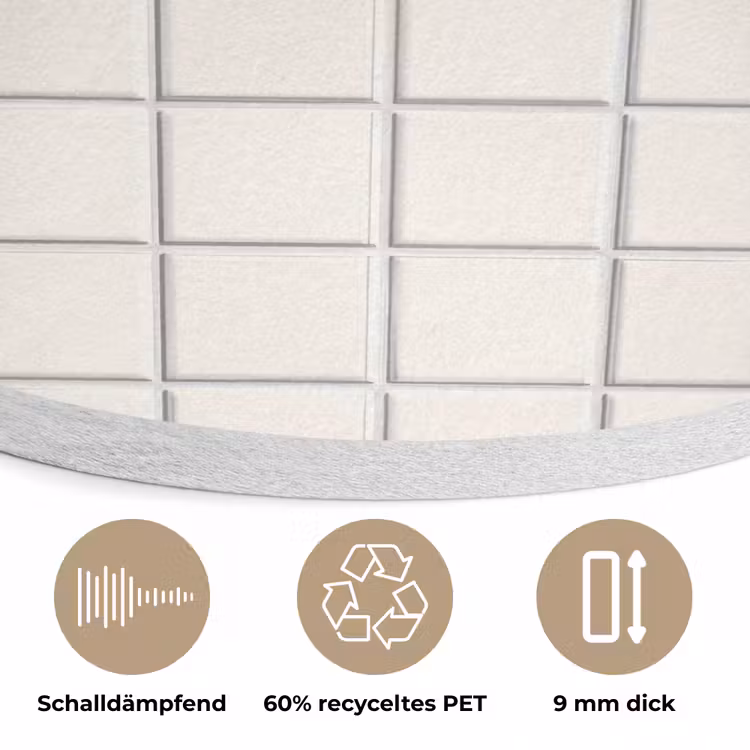 Patroon - Tegels - Wit Akoestische PET Vilt - Rond klein 838 -closeup_DE