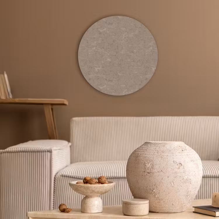 Patroon - Kalksteen - Beige Akoestische PET Vilt - Rond klein 838 -sfeer1
