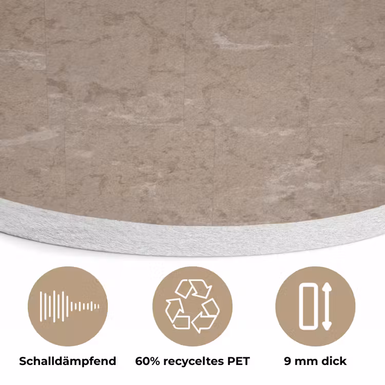 Patroon - Kalksteen - Beige Akoestische PET Vilt - Rond klein 838 -closeup_DE