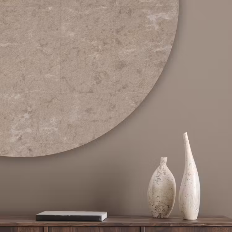 Patroon - Kalksteen - Beige Akoestische PET Vilt - Rond klein 838 -sfeer5_closeup