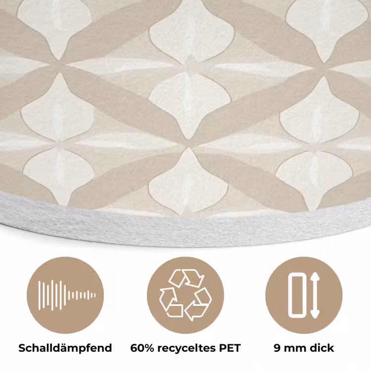 Patroon - Klassiek - Beige Akoestische PET Vilt - Rond klein 838 -closeup_DE