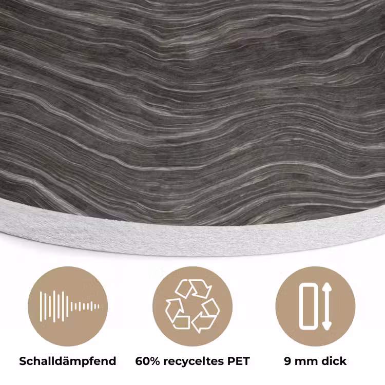 Patroon - Contrast - Antraciet Akoestische PET Vilt - Rond klein 838 -closeup_DE