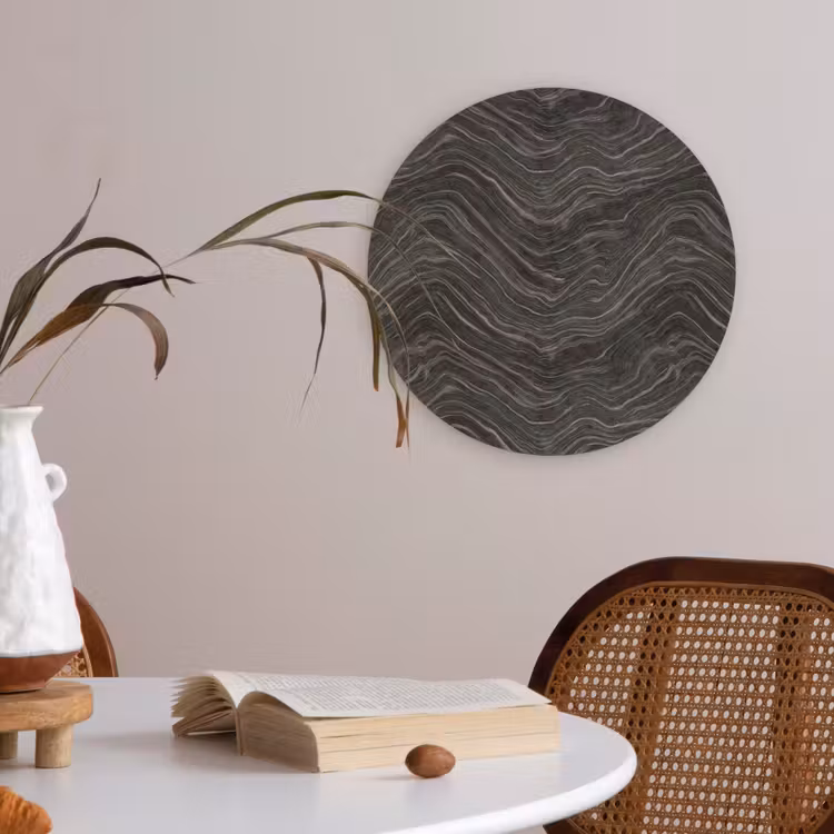 Patroon - Contrast - Antraciet Akoestische PET Vilt - Rond klein 838 -sfeer3