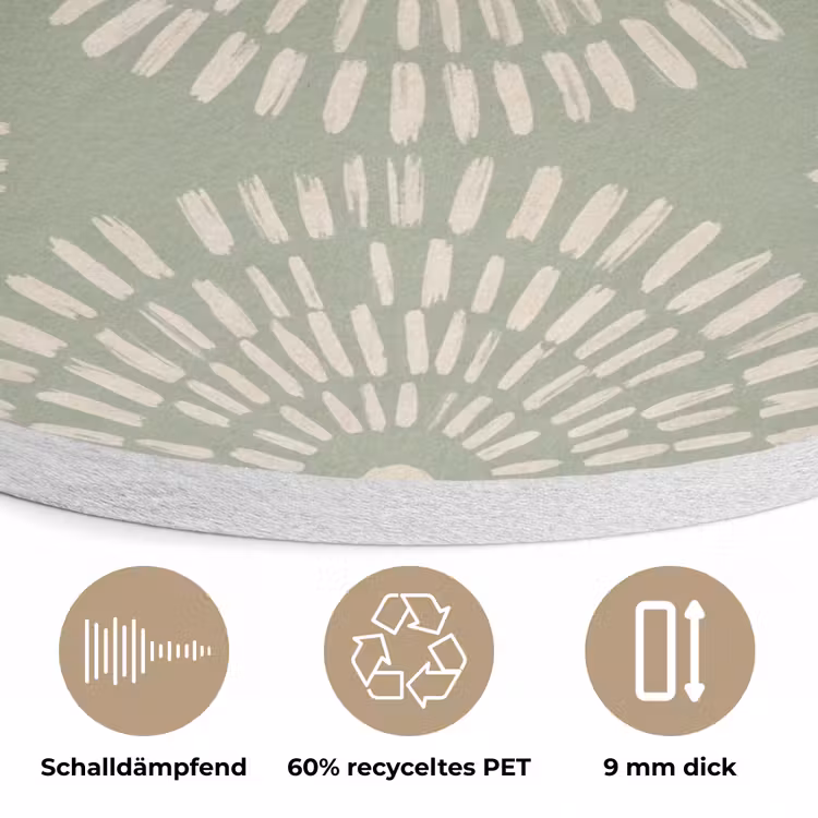 Patroon - Cirkels - Abstract - Modern - Groen Akoestische PET Vilt - Rond klein -closeup_DE
