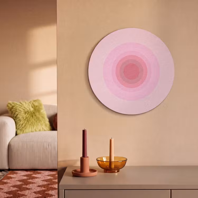 Patroon - Cirkels - Abstract - Roze - Modern Akoestische PET Vilt - Rond klein -sfeer1