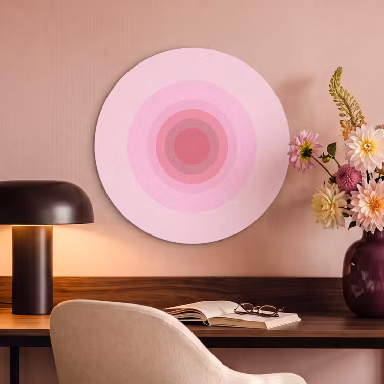 Patroon - Cirkels - Abstract - Roze - Modern Akoestische PET Vilt - Rond klein -sfeer3