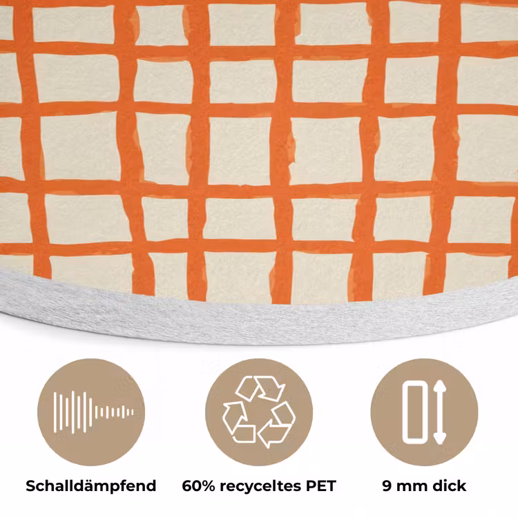 Patroon - Lijnen - Oranje Akoestische PET Vilt - Rond klein 838 -closeup_DE