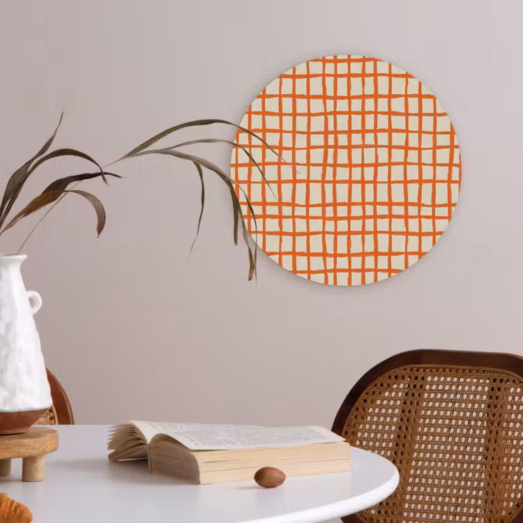 Patroon - Lijnen - Oranje Akoestische PET Vilt - Rond klein 838 -sfeer3