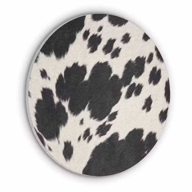 Patroon - Vacht - Zwart - Wit Akoestische PET Vilt - Rond klein -3d