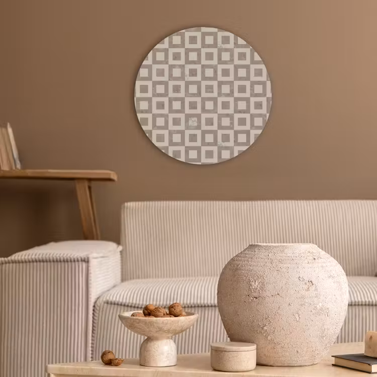 Patroon - Marmer - Beige Akoestische PET Vilt - Rond klein 838 -sfeer1