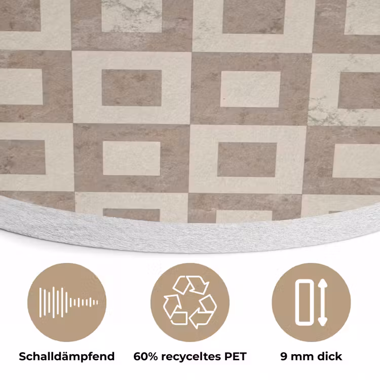 Patroon - Marmer - Beige Akoestische PET Vilt - Rond klein 838 -closeup_DE