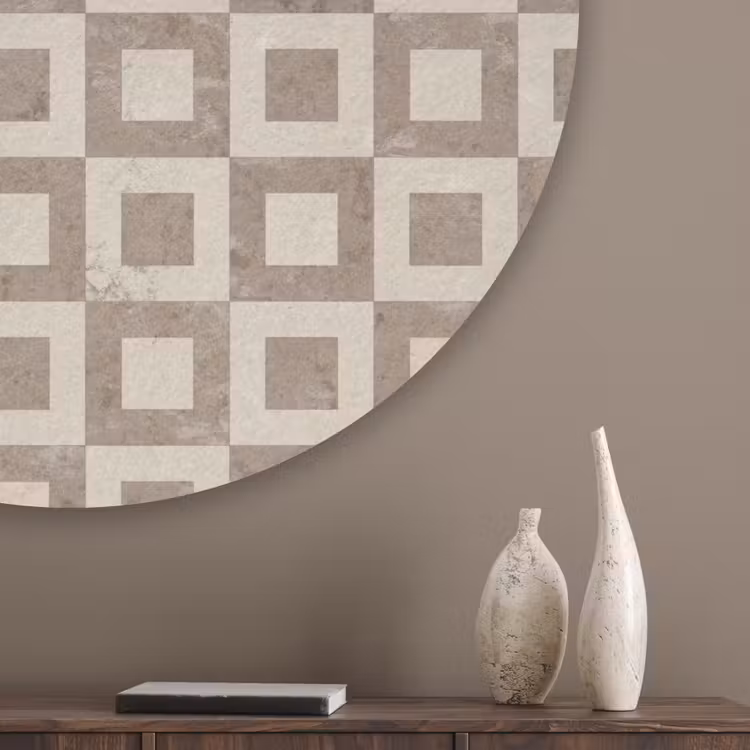 Patroon - Marmer - Beige Akoestische PET Vilt - Rond klein 838 -sfeer5_closeup