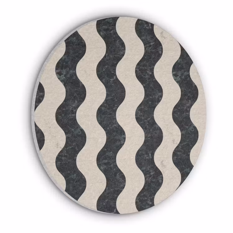 Patroon - Marmer - Groen - Cremé Akoestische PET Vilt - Rond klein 838 -3d