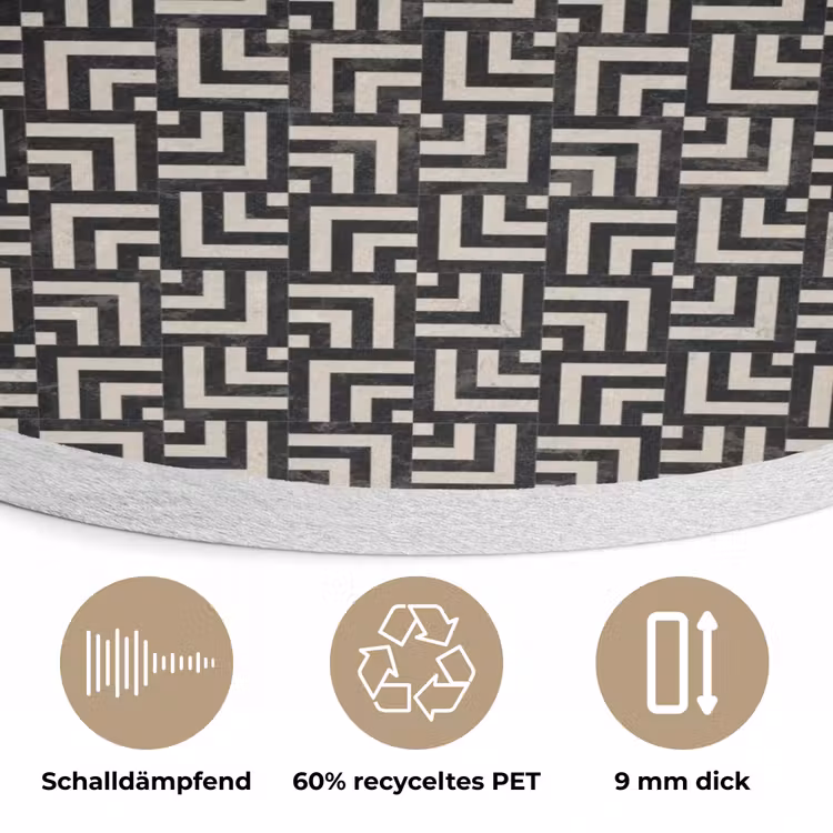 Patroon - Marmer - Zwart Akoestische PET Vilt - Rond klein 838 -closeup_DE