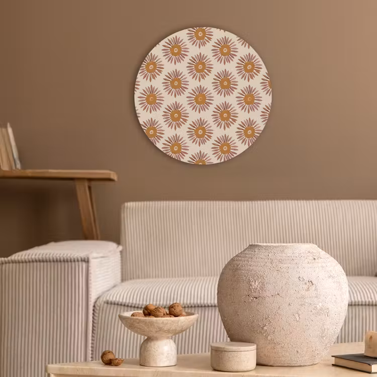 Patroon - Retro - Bruin Akoestische PET Vilt - Rond klein 838 -sfeer1