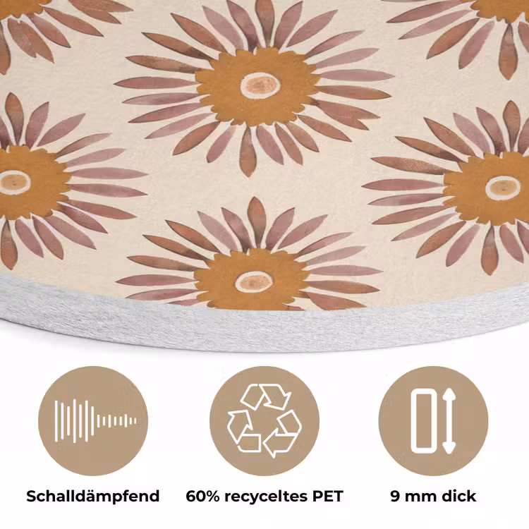 Patroon - Retro - Bruin Akoestische PET Vilt - Rond klein 838 -closeup_DE