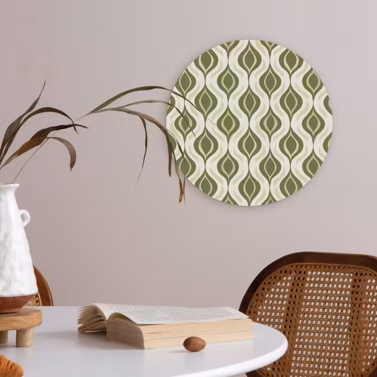 Patroon - Retro - Groen Akoestische PET Vilt - Rond klein 838 -sfeer3