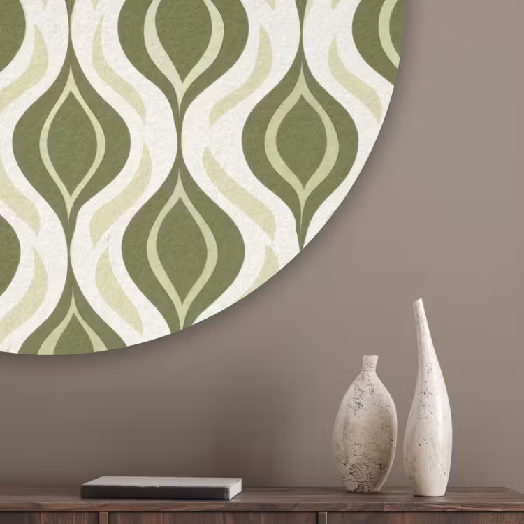 Patroon - Retro - Groen Akoestische PET Vilt - Rond klein 838 -sfeer5_closeup