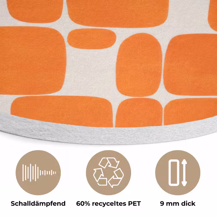 Patroon - Retro - Oranje Akoestische PET Vilt - Rond klein 838 -closeup_DE