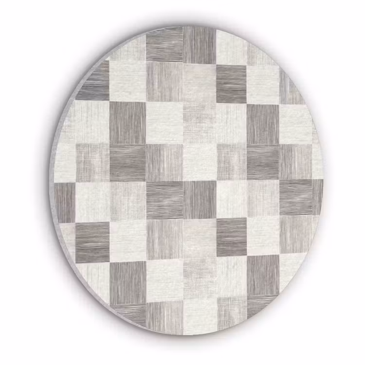 Patroon - Dambord - Houtnerf Akoestische PET Vilt - Rond klein 838 -3d