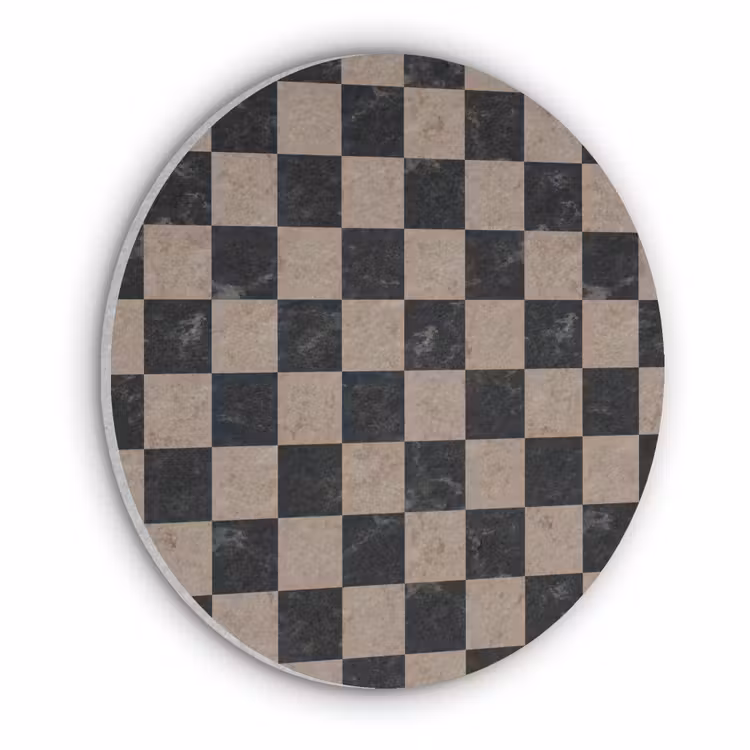 Patroon - Dambord - Marmer Akoestische PET Vilt - Rond klein 838 -3d