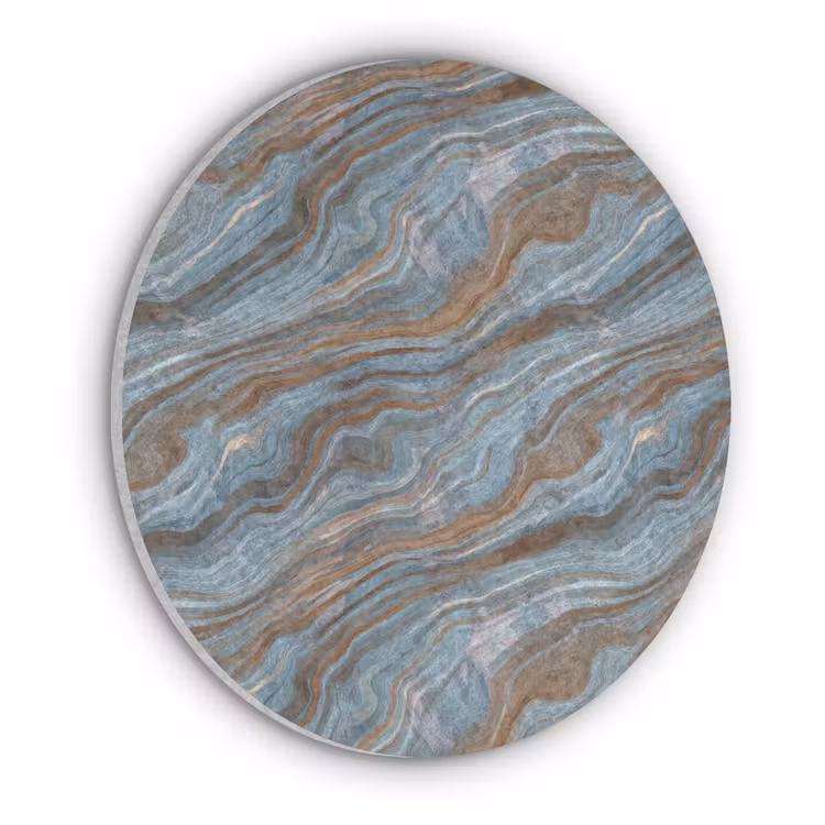 Patroon - Steen - Blauw Akoestische PET Vilt - Rond klein 838 -3d