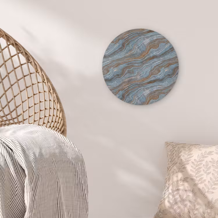 Patroon - Steen - Blauw Akoestische PET Vilt - Rond klein 838 -sfeer4