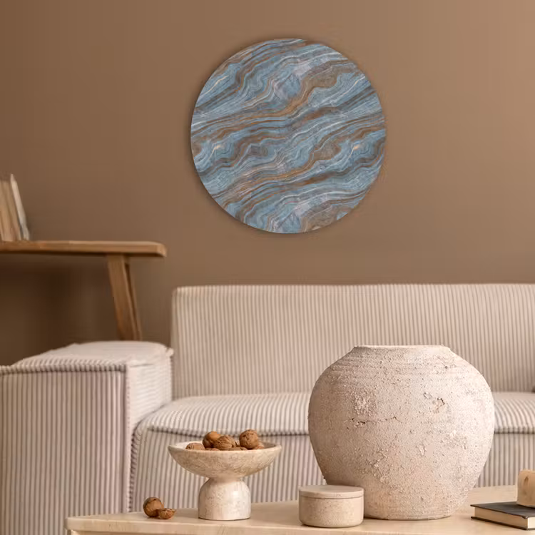 Patroon - Steen - Blauw Akoestische PET Vilt - Rond klein 838 -sfeer1