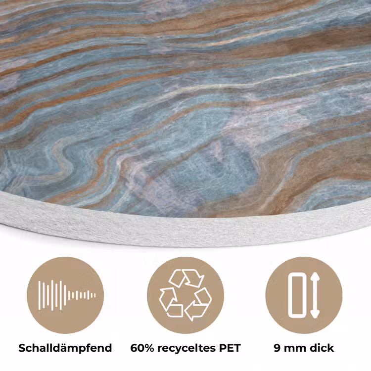 Patroon - Steen - Blauw Akoestische PET Vilt - Rond klein 838 -closeup_DE