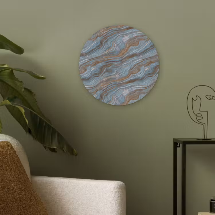 Patroon - Steen - Blauw Akoestische PET Vilt - Rond klein 838 -sfeer2