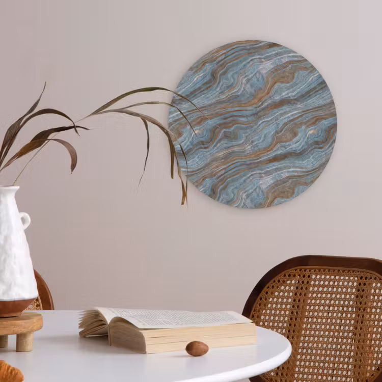 Patroon - Steen - Blauw Akoestische PET Vilt - Rond klein 838 -sfeer3