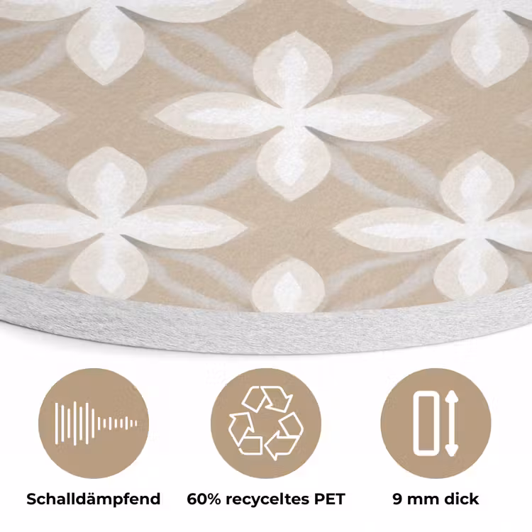 Patroon - Symmetrisch - Beige Akoestische PET Vilt - Rond klein 838 -closeup_DE