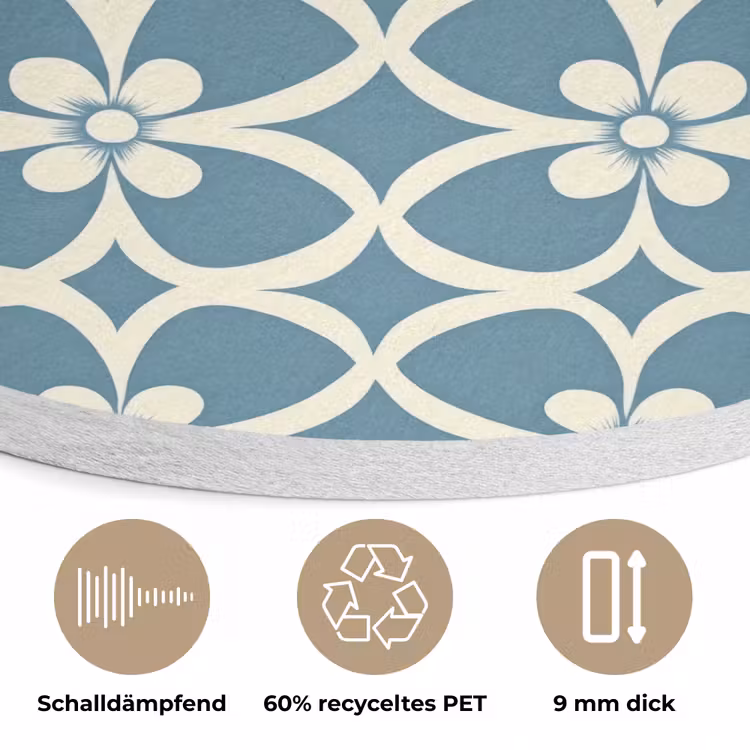 Patroon - Symmetrisch - Blauw Akoestische PET Vilt - Rond klein 838 -closeup_DE