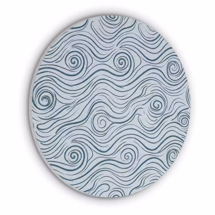 Patroon - Golven - Abstract - Modern - Blauw Akoestische PET Vilt - Rond klein -3d