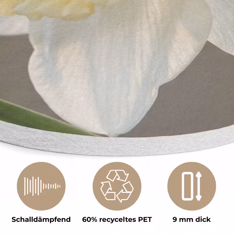 Narcis - Bloem - Minimalistisch Akoestische PET Vilt - Rond klein -closeup_DE