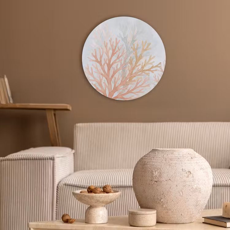 Natuur - Abstract - Aquarel - Organisch - Warm Akoestische PET Vilt - Rond klein -sfeer1