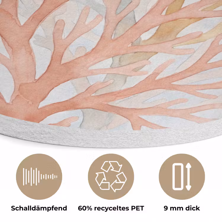 Natuur - Abstract - Aquarel - Organisch - Warm Akoestische PET Vilt - Rond klein -closeup_DE