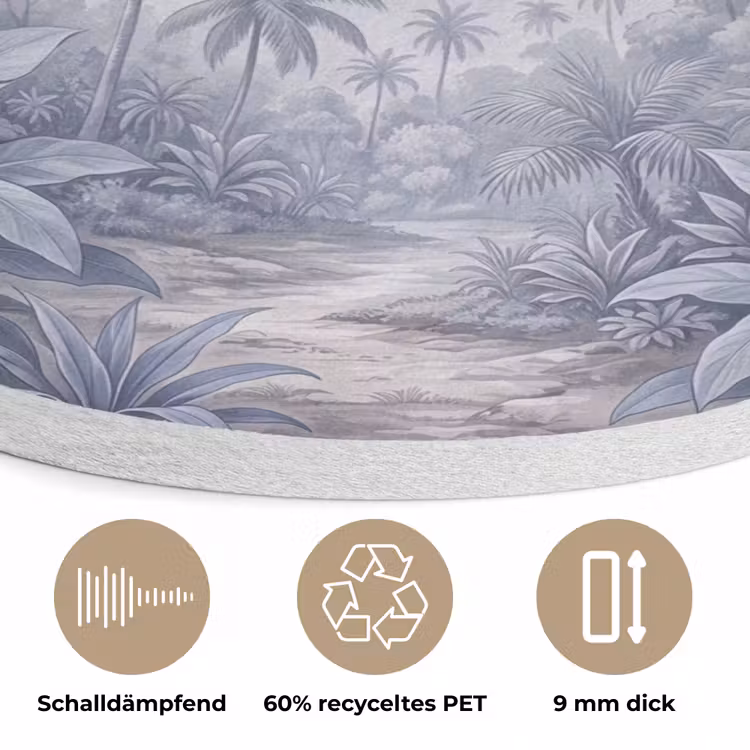 Natuur - Boom - Tropisch - Landschap - Blauw Akoestische PET Vilt - Rond klein -closeup_DE