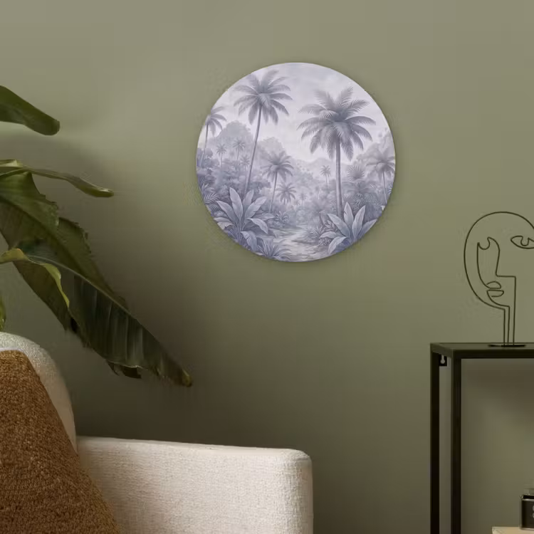 Natuur - Boom - Tropisch - Landschap - Blauw Akoestische PET Vilt - Rond klein -sfeer2