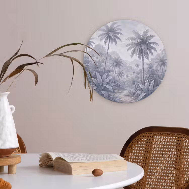 Natuur - Boom - Tropisch - Landschap - Blauw Akoestische PET Vilt - Rond klein -sfeer3