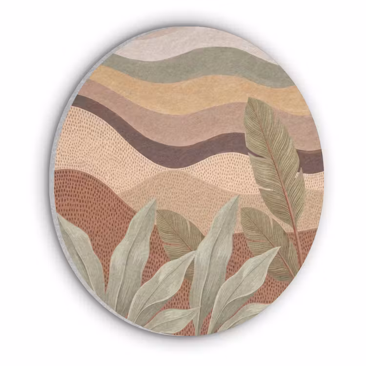Natuur - Bladeren - Landschap - Abstract - Aardetinten Akoestische PET Vilt - Rond klein -3d