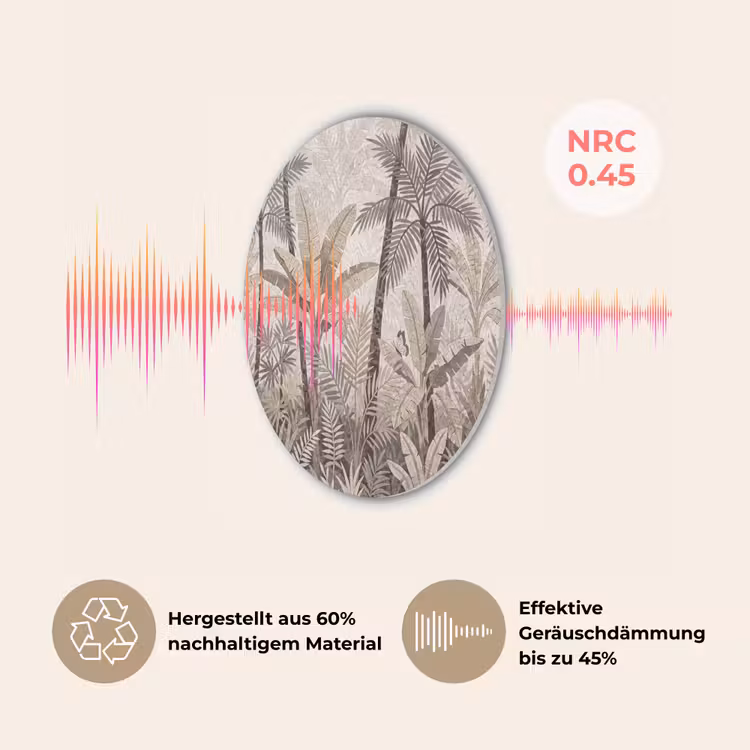 Natuur - Bladeren - Landschap - Mozaïek - Beige Akoestische PET Vilt - Rond klein -USP_DE
