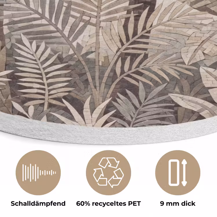 Natuur - Bladeren - Landschap - Mozaïek - Beige Akoestische PET Vilt - Rond klein -closeup_DE