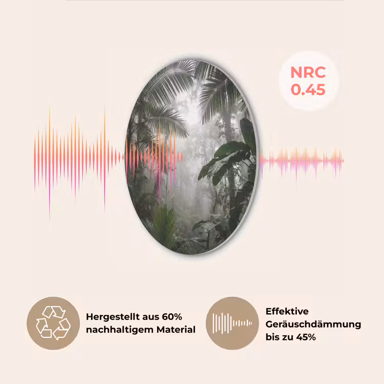 Natuur - Jungle - Mist - Groen - Bladeren Akoestische PET Vilt - Rond klein -USP_DE