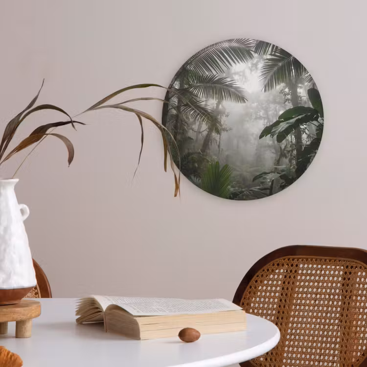 Natuur - Jungle - Mist - Groen - Bladeren Akoestische PET Vilt - Rond klein -sfeer3