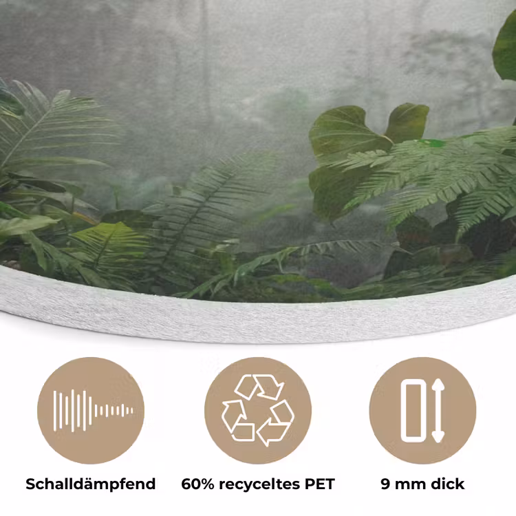 Natuur - Jungle - Mist - Tropisch - Groen Akoestische PET Vilt - Rond klein -closeup_DE